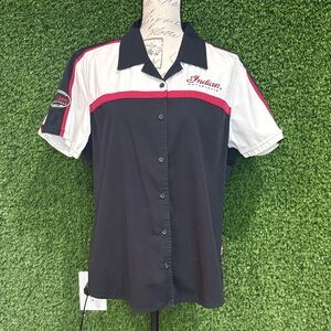 Indian Motorcycle Mechanics Short Sleeve Button Up Polo Shirt XL